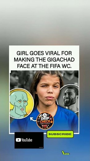 😳🔥 GIRL GOES VIRAL FOR MAKING THE "GIGACHAD" FACE AT THE FIFA WORLD CUP.#Shorts"