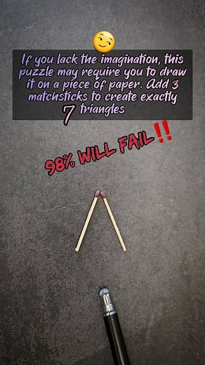 Add 3️⃣ matchsticks to create exactly seven triangles. #puzzle #matchstick #triangle #visualize #try | Everyday Discoveries
