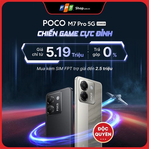 Sở hữu Gaming Phone chất thì còn sợ gì lag với hết pin POCO M7 Pro 5G: https://fptshop.com.vn/dien-thoai/xiaomi-poco-m7-pro Mượt mà: Cân mọi game nặng, đồ họa max setting vẫn cứ là chill. Pin trâu: Cày rank xuyên màn đêm, không cần kè kè cục sạc. Đừng để chiếc điện thoại cũ cản bước bạn lên rank! #FPTShop #POCOM7PRO | FPT Shop (Fptshop.com.vn)