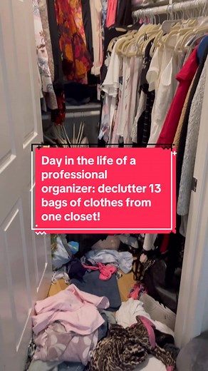CLOSET DECLUTTER: 13 BAGS DONATED! 💛 Wow! This is such an incredible transformation. We had so much fun organizing and decluttering this closet. I’m so proud of my client and all of her decisions! #organizing #losangeles #organizedliving #proorganizer #declutteryourlife #declutter #organized #organization #decluttering #closet #closetgoals Organizing, organizing video, organizing videos, declutter, decluttering, home organization
