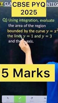 Q) Using integration, evaluate the area of the region bounded by the curve 𝑦=𝑥^2, the lines