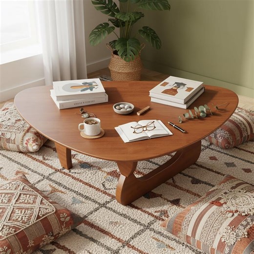 Mid Century Walnut Triangular Coffee Table – Minimalist Wood Center Table - Etsy