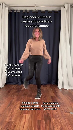 Beginner shuffle dance tutorial. This is an example of how to use a repeater combo to develop form, muscle memory, and reflexes. #Shuffle #shuffledance #shufflebasics #shuffleover50 #shuffletutorial #howtoshuffle #shufflepractice #shufflecommunity #learningtoshuffle #beginnershuffler #shufflebeginner