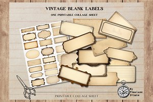 Vintage Blank Labels, Ephemera, Paper Crafting Scrapbooking Craft Instant Download Digital Collage Sheet, PNG, JPG, Labels Junk Journal - Etsy
