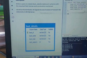 Write a query to create Boat_details table as in schema with0 ... | Filo