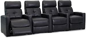 Octane Seating Cloud XS850 Home Theater Chairs - Black Bonded Leather - Manual Recline - Row 4 Seats - Space Saving Design