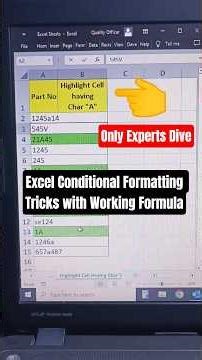 Excel Conditional Formatting Tricks with Working Formula | Only Excel Experts Can Solve #excel#short