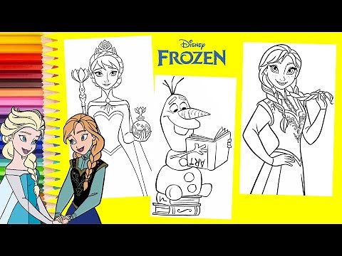 Coloring Elsa On Coronation Day with Anna & Olaf - Disney Frozen Coloring Pages