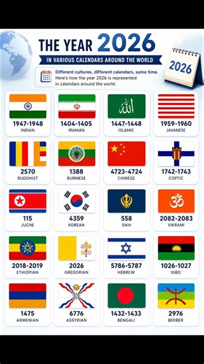 How Different Calendars Around the World Mark the Year 2026