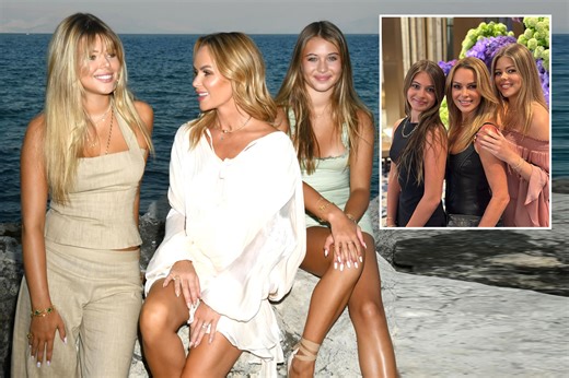 Amanda Holden, 54, stuns as she poses on Corfu beach with lookalike daughters