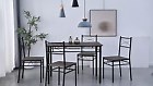 Dining Table and Chairs Set Metal Wood Effect Table Dining Set 4 Chairs Silvia  | eBay UK