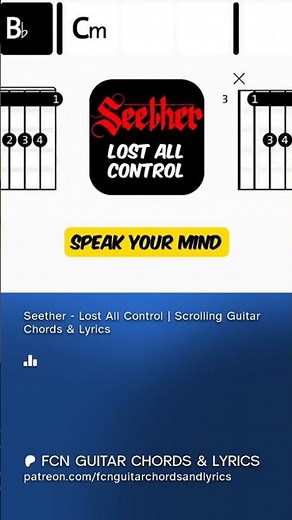 Seether - Lost All Control | Scrolling Guitar Chords & Lyrics #poprock #rock #music #coversong