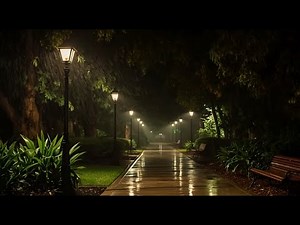 Peaceful Rainy Night Walk Under Street Lights 🌧️ Relaxing Rain Sounds for Deep Sleep & Relaxation