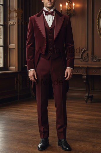 Victorian Burgundy Tailcoat Suit for Men | 3 Piece Formal Tailcoat | Vintage Wedding Groom Suit | Custom Made Tuxedo - Etsy Canada