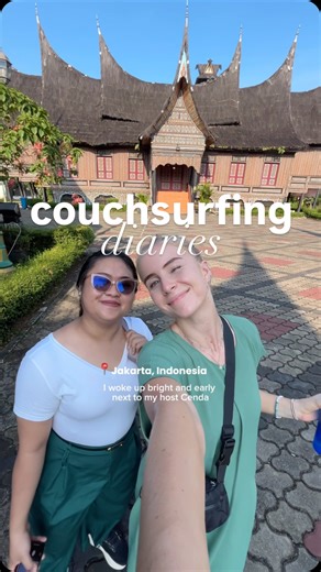 Maddy 🧝🏼‍♀️ Solo Travel/UGC/Side Quest Princess on Instagram: "Is Couchsurfing safe for women travelling solo?🤔 Watch this couchsurfing mini vlog with the lovely @cendanney in Jakarta and let me know 🇮🇩 2nd instalment of this lil couchsurfing series I started while in Brazil 🛋️🏄🏼‍♀️ I am a huge advocate of @couchsurfing for many reasons (not sponsored): - minimise your negative impact as a tourist in terms of creating demand for air