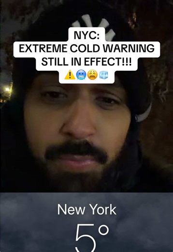 NYC Weather Update (2/7/26) 7:30pm: EXTREME COLD WARNING STILL IN EFFECT 🚨 until 1pm Sunday 2/8 As of the time of this recording it was 5 degrees and real feel temps of -10 to -20 degrees. Temps will drop a bit more as the night goes, maybe hitting 0 degrees. 🧐 Nothing redeemable 🥶 🙂‍↔️ Sunday February 8th, not much improvement, a bit less windy but wind chills still in the single digits and negative values 🤢 Maybe some improvement the upcoming week 🤞 #newyork #fyp #weathertok #weatherrepo