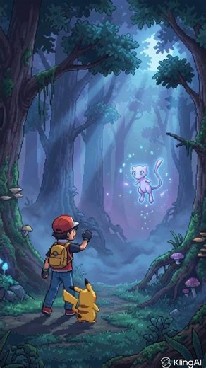 Ash and Pikachu Meet Mew in Pixel World