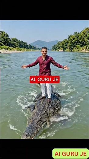 AI TRAVEL VLOG :-The Wildest River Tour 🐊🌊 Riding a Giant Crocodile 😱 #shorts #aivideo #minivlog