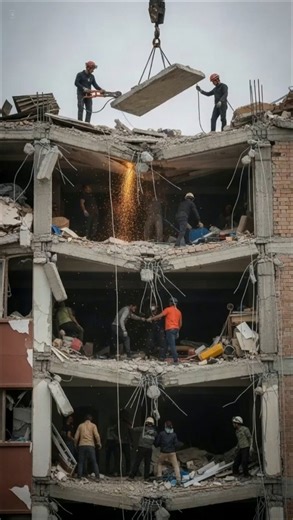 The worst building collapse that occurred during rescue operations! #buildingcollapsed