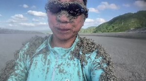 Volcanic pumice stones fill Japanese beach