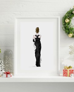 Illustration de mode robe noire | Art imprimable inspiré du film Classes | Croquis de mode minimaliste - Etsy France