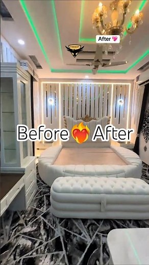 Luxury White Round Bed 2026😱 | Royal Bedroom with LED Ceiling, Chandelier + Velvet Curtains & Sofa
