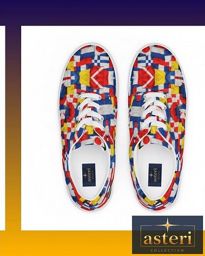 Women’s lace-up canvas boat shoes - Maritime signal flags