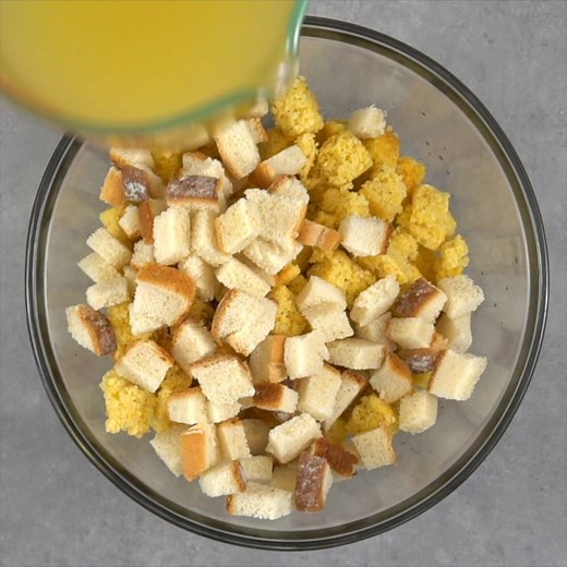 Serve delectable cornbread dressing in style this Thanksgiving! FULL recipe here: https://www.melissassouthernstylekitchen.com/bundt-pan-herbed-corn-bread-dressing/ | Melissa's Southern Style Kitchen