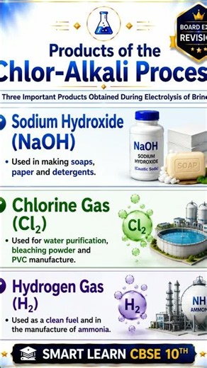 Chlor-Alkali Process in 2 Minutes 🔥 | Preparation of NaOH | CBSE Class 10 Science |