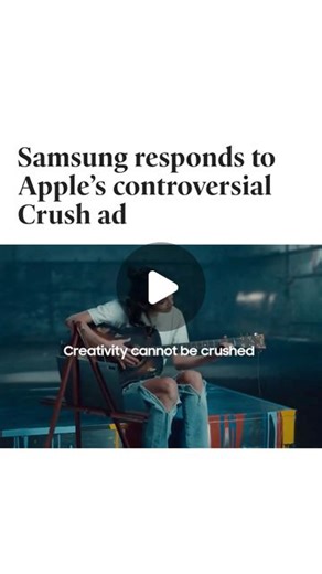 The Brand Inquirer | Apple, are you watching? This is how you do it Samsung has responded to Apple’s controversial “Crush” ad with its own ad titled... | Instagram