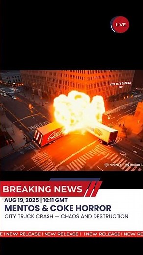 MENTOS & COKE HORROR | City Truck Crash Sparks Massive Explosion