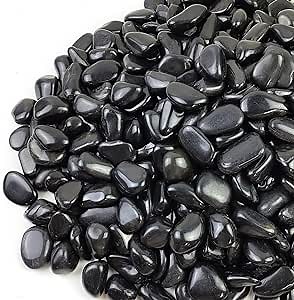 YISZM River Rocks for Landscaping, Natural Polished Pebbles for Indoor Plants, Small Decorative Black Stones for Vase Fish Tank Aquariums Landscaping Garden, 20lbs