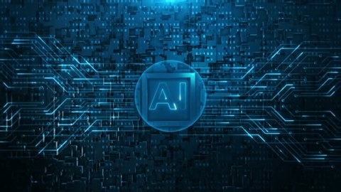 Digital Artificial Intelligence Processor Brain AI chatbot concept AI Learning Business, modern technology, internet and networking concept. For big data processing, ai trading, machine learning 4K 3D