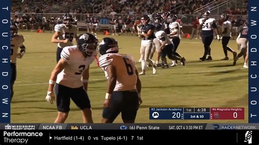 Coming out with a bang in this first quarter from JA Raider Sports! 💥👀 #MSBFridayNightLive presented by Performance Therapy MS #fridaynightlights #FRIDAYNIGHTLIVE #footballhighlights #highschoolfootball | Mississippi Scoreboard