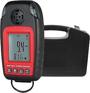 Hydrogen Sulfide (H₂S) Detector 0~100ppm Electrochemical H2S Sensor Safety Monitoring Multiple Measurement Units with Clip and Alarm Alerts