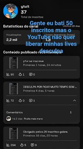 YOUTUBE LIBERA MINHAS LIVEE