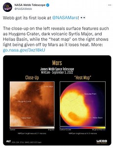 NASA's James Webb Space Telescope captures first images of Mars