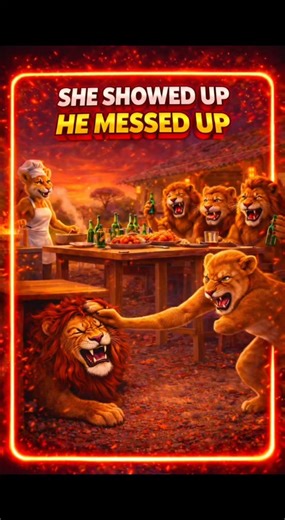 Lion Tried Hiding Under The Table… She Dragged Him Out 😂 #FunnyAnimals #Viral #Shorts #lion #animals