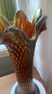 Antique Amethyst Carnival Glass Vase Diamond Point Northwood Iridescent - Etsy