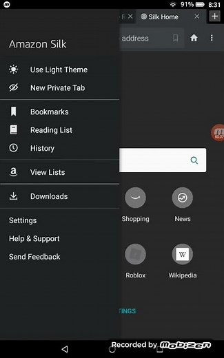 How to use dark or light theme in silk Browser(AMAZON)