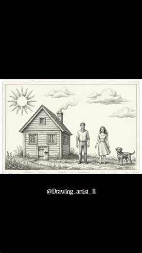 Beautiful house drawing with landscape🤩🩷 #beginners #easy #drawing
