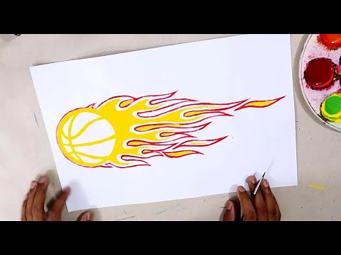 Basketball on fire (simple drawing tutorial)