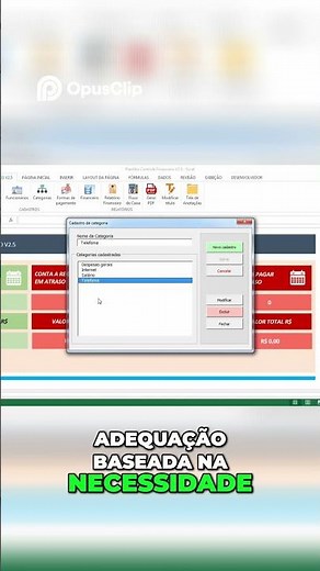 Planilha Excel Controle Financeiro Cadastro Ilimitado Gerencie Categorias de receitas e despesas