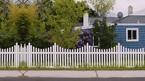 Footage Fenced Blue House Green Backyard Stock Footage Video (100% Royalty-free) 1104937891 | Shutterstock