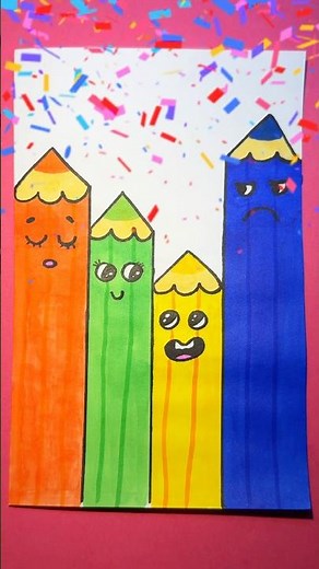 How to draw colorful pencils easy | Step by step Drawing for kids✏️