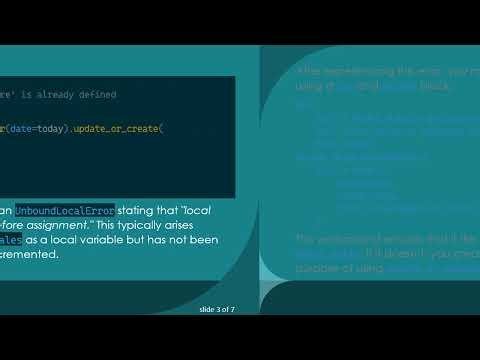 Resolving the UnboundLocalError When Using Django's update_or_create() Method