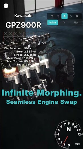 Interactive Engine Morphing & Real Sound! #Shorts #Engine #JDM #Simulator