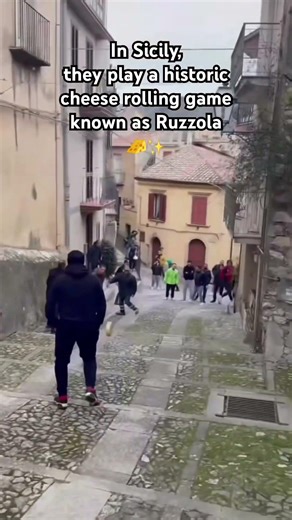 In Sicily, they play a historic cheese-rolling game known as Ruzzola 🧀✨ #sicilyfood #sicily #italy