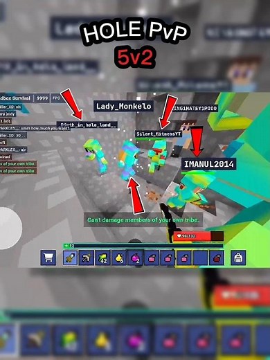 🔥SURVIVAL HOLE PvP 5v2 WILL I SURVIVE!! #bloxdio
