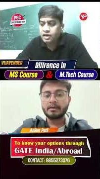 Difference between MS Course & M.Tech | Post GATE Counselling 2026
